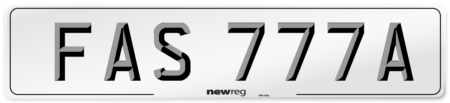 FAS 777A Number Plate from New Reg